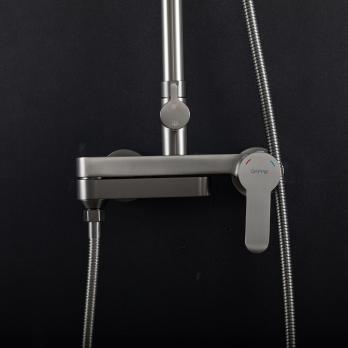 Душевая система 35к G2499-39 GAPPO нерж. сталь,  лейка "Тропический душ" ОРУЖЕЙНАЯ СТАЛЬ