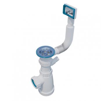 Сифон 1 1/2*40 с носиком и гибким прямоуг. переливом BS2200W ИНКОПЛАСТ