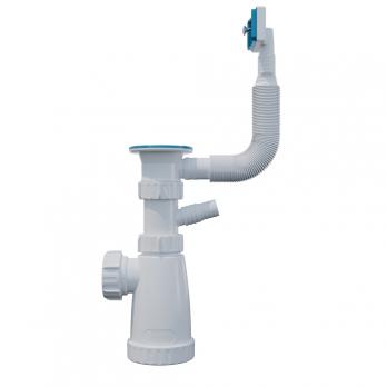 Сифон 1 1/2*40 с носиком и гибким прямоуг. переливом BS2200W ИНКОПЛАСТ