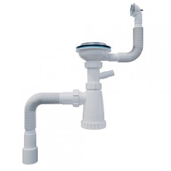 Сифон 3 1/2*40 с носиком, с круглым переливом, с гофрой 40*40*50 (800мм) BKG3080W ИНКОПЛАСТ