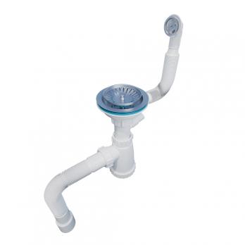 Сифон 3 1/2*40 с носиком, с круглым переливом, с гофрой 40*40*50 (800мм) BKG3080W ИНКОПЛАСТ