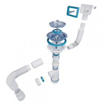 Сифон 3 1/2*40 с прямоуг. переливом, с гофрой 40*40*50 (1450мм) BKG40145 ИНКОПЛАСТ