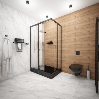 Душ.ограждение City Trend PRO Black 1200*800*1850 прямоуг (стекло 4мм прозр, черн.ал.проф,без подд)