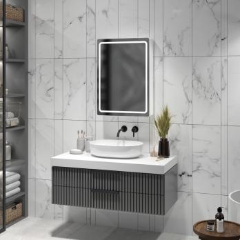 Зеркальный шкаф MIXLINE "Симпл" 500*700 (ШВ) универсальный,механический выкл., светодиодная подсветк