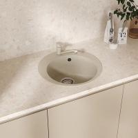 Мойкa ML-GMU01 УЛЬТРА круглая, бежевый камень, 475 мм (глуб. чаши 170)