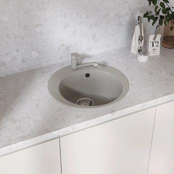 Мойкa ML-GMU01 УЛЬТРА круглая, серый камень, 475 мм (глуб. чаши 170)