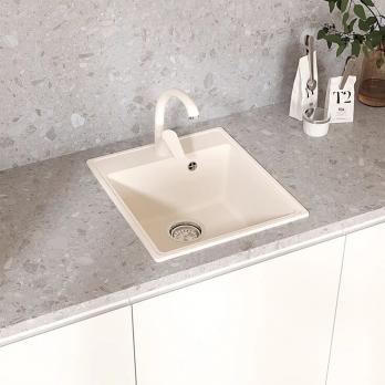 Мойкa ML-GMU02 УЛЬТРА прямоугольная, белый камень, 425*485 мм (глуб. чаши 175)