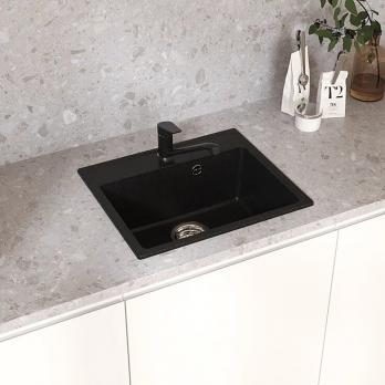 Мойкa ML-GMU03 УЛЬТРА прямоугольная, черный камень, 490*420 мм (глуб. чаши 170)