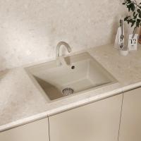 Мойкa ML-GMU04 УЛЬТРА прямоугольная, бежевый камень, 565*495 мм (глуб. чаши 175)