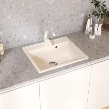 Мойкa ML-GMU04 УЛЬТРА прямоугольная, белый камень, 565*495 мм (глуб. чаши 175)