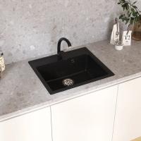 Мойкa ML-GMU04 УЛЬТРА прямоугольная, черный камень, 565*495 мм (глуб. чаши 175)