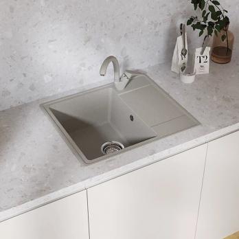 Мойкa ML-GMU05 УЛЬТРА с крылом, серый камень, 575*495 мм (глуб. чаши 190)