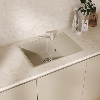 Мойкa ML-GMU06 УЛЬТРА с крылом, бежевый камень, 600*420 мм (глуб. чаши 170)