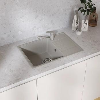 Мойкa ML-GMU06 УЛЬТРА с крылом, серый камень, 600*420 мм (глуб. чаши 170)