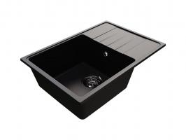 Мойкa ML-GMU06 УЛЬТРА с крылом, черный камень, 600*420 мм (глуб. чаши 170)