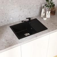 Мойкa ML-GMU06 УЛЬТРА с крылом, черный камень, 600*420 мм (глуб. чаши 170)