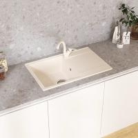 Мойкa ML-GMU07 УЛЬТРА с крылом, белый камень, 735*475 мм (глуб. чаши 175)