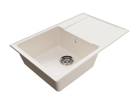 Мойкa ML-GMU07 УЛЬТРА с крылом, белый камень, 735*475 мм (глуб. чаши 175)