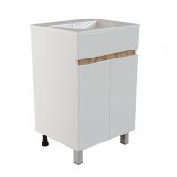 Тумба д/ванной "БРИКС-50" 2 створки белый/дуб вотан под рак."Breeze 50" мебельный (Sanita Luxe)(ПВХ)