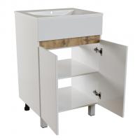 Тумба д/ванной "БРИКС-50" 2 створки белый/дуб вотан под рак."Breeze 50" мебельный (Sanita Luxe)(ПВХ)