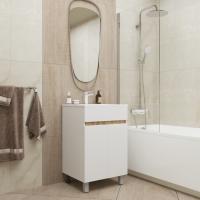 Тумба д/ванной "БРИКС-50" 2 створки белый/дуб вотан под рак."Breeze 50" мебельный (Sanita Luxe)(ПВХ)