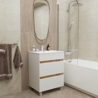 Тумба д/ванной "БРИКС-50" 2 ящика белый/дуб вотан под рак."Breeze 50" мебельный (Sanita Luxe) (ПВХ)