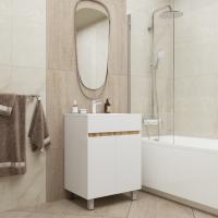 Тумба д/ванной "БРИКС-60" 2 створки белый/дуб вотан под рак."Breeze 60" мебельный (Sanita Luxe)(ПВХ)