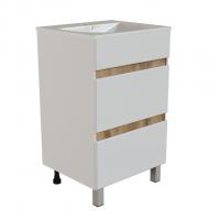 Тумба д/ванной "БРИКС-60" 2 ящика белый/дуб вотан под рак."Breeze 60" мебельный (Sanita Luxe) (ПВХ)