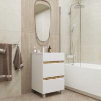 Тумба д/ванной "БРИКС-60" 2 ящика белый/дуб вотан под рак."Breeze 60" мебельный (Sanita Luxe) (ПВХ)