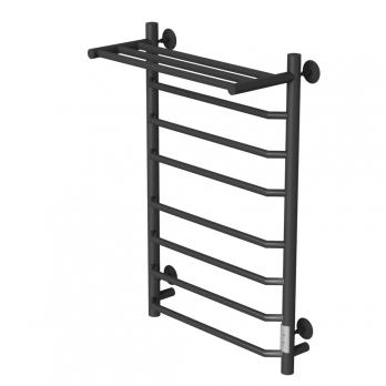 Полотенцесушитель MIXLINE MIRA  80х50 (таймер, 403Вт, 7 перекладин + ПОЛКА) электрический ЧЕРНЫЙ