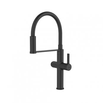 Смеситель для кухни 30к IDDIS IKNBLFFi05 "Ikon" с вых для пит. фильтра выс.гибкий излив ЧЕРНЫЙ мат.