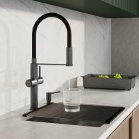 Смеситель для кухни 30к IDDIS IKNGMFFi05 "Ikon" с вых для пит. фильтра выс.гибкий излив ГРАФИТ мат.