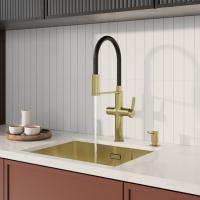 Смеситель для кухни 30к IDDIS IKNMGFFi05 "Ikon" с вых для пит. фильтра выс.гибкий излив ЗОЛОТО мат.