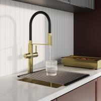 Смеситель для кухни 30к IDDIS IKNMGFFi05 "Ikon" с вых для пит. фильтра выс.гибкий излив ЗОЛОТО мат.