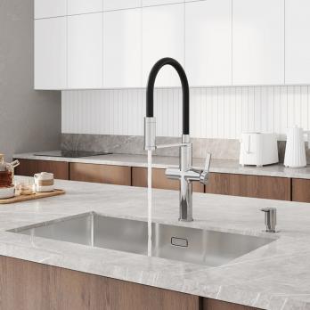 Смеситель для кухни 30к IDDIS IKNSBFFi05 "Ikon" с вых для пит. фильтра выс.гибкий излив ХРОМ