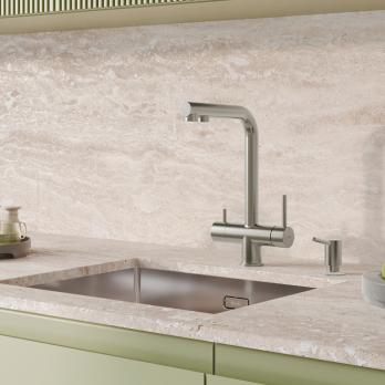 Смеситель для кухни 35к IDDIS UMBBNPFi05 "Umbra" с вых для пит. фильтра выс.пов.излив, п/гайку САТИН