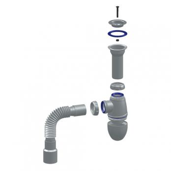 Сифон 1 1/2*40 В120P литой выпуск, с гофрой 40*40*50  UNICORN