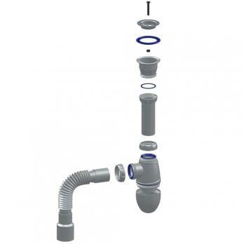 Сифон 1 1/2*40 В220P с гофрой 40*40*50 UNICORN