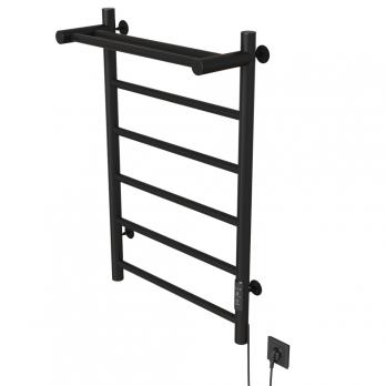 Полотенцесушитель MIXLINE VEGA  80х50 (таймер, 318Вт, 5 перекладин + ПОЛКА) электрический ЧЕРНЫЙ
