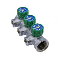 Коллектор 1''x3/4'' (евроконус) с регулировочными вентилями для подачи водоснабжения VRT (3 вых)