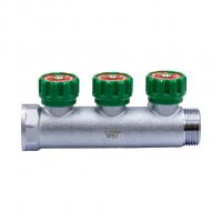 Коллектор 1''x3/4'' (евроконус) с регулировочными вентилями для подачи водоснабжения VRT (3 вых)