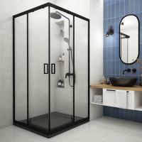 Душ.ограждение City Trend Black 1000*1000*1850 квадрат (стекло 6мм прозр, черн.ал.проф,без поддона)