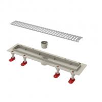 Трап линейный ТП-50D-600 решетка из нерж. стали "Полосы" с верт. выходом D50 мм, рамка из пластика