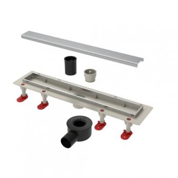 Трап линейный ТП-55.1C-800 решетка и рамка из нерж. стали, с гориз. выходом 50 мм