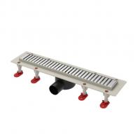 Трап линейный ТП-55D-700 решетка из нерж.  стали "Полосы" с гориз. выходом D50 мм, рамка из пластика