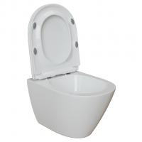 Унитаз подвесной безободковый WAVE WEST Tornado3.0 сид. дюропласт, м/л, быстр, БЕЛЫЙ глянец (L)