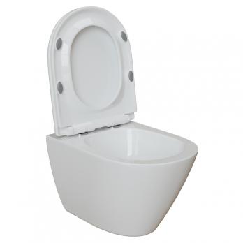 Унитаз подвесной безободковый WAVE WEST Tornado3.0 сид. дюропласт, м/л, быстр, БЕЛЫЙ глянец (L)