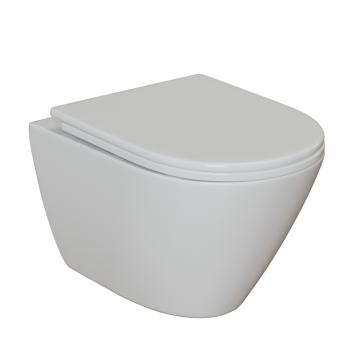 Унитаз подвесной безободковый WAVE WEST Tornado3.0 сид. дюропласт, м/л, быстр, БЕЛЫЙ глянец (L)