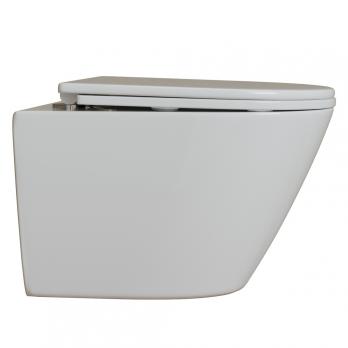 Унитаз подвесной безободковый WAVE WEST Tornado3.0 сид. дюропласт, м/л, быстр, БЕЛЫЙ глянец (L)