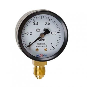 Манометр 100х1/2'' 10 бар МД93 гидрозаполненный (нижн радиал подкл, корпус сталь, минстекло) ЭКОМЕРА